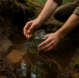 Boire de l’Eau Filtrée Naturellement en Forêt